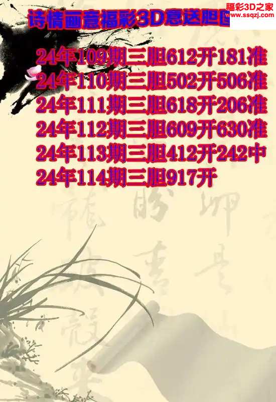 3d2024114期诗情画意三胆图 中奖