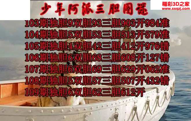 3d2024109期少年阿派胆码图