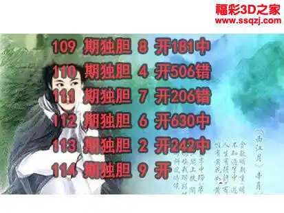 3d2024114期神仙姐姐独胆 连中