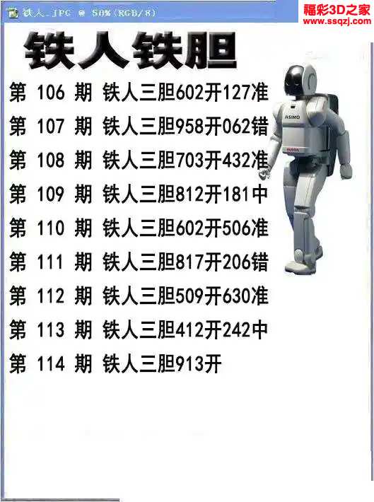 3d2024114期铁人铁胆 中奖