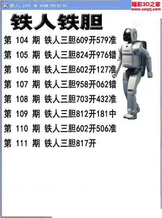 3d2024111期铁人铁胆 3连中