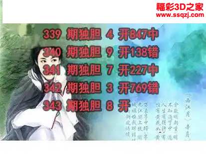 3d2023343期神仙姐姐独胆