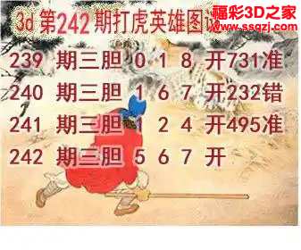 3d2023242期打虎英雄图谜 中4