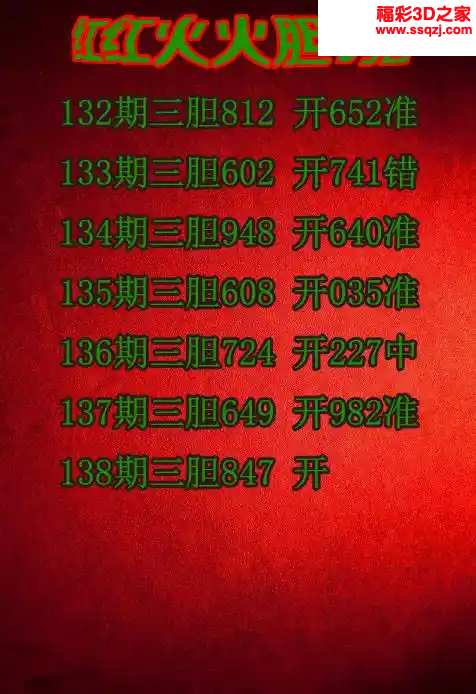 3d2024139期红红火火胆码图谜 4连中
