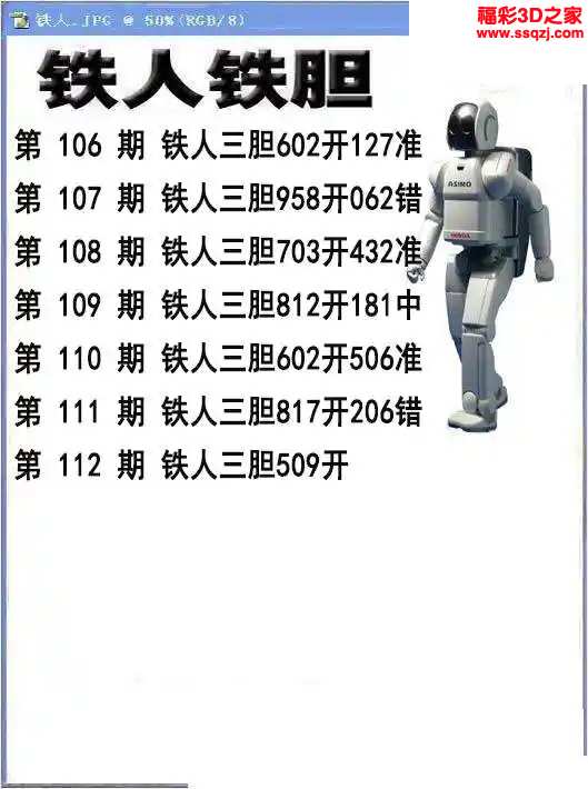 3d2024112期铁人铁胆