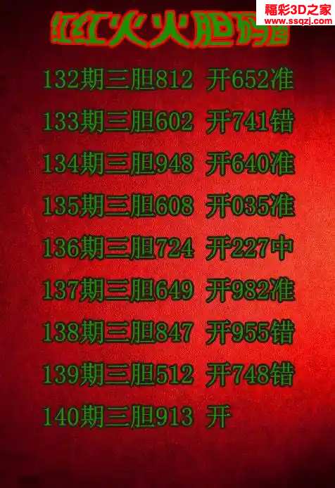 3d2024140期红红火火胆码图谜