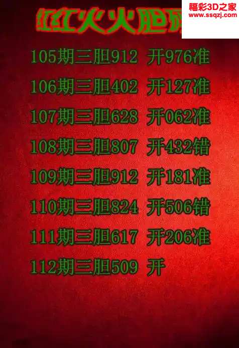 3d2024112期红红火火胆码图谜 中6