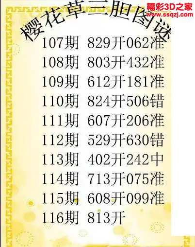3d2024116期樱花草三胆图谜 3连中