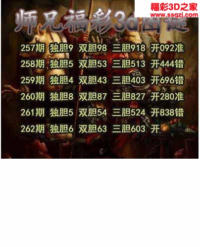 3d2022262期师兄胆码