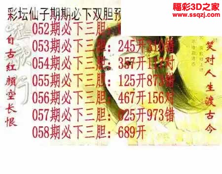 3d2023058期彩坛仙子期期必下