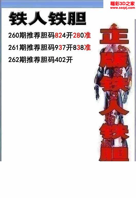 3d2022262期铁人双胆 连中