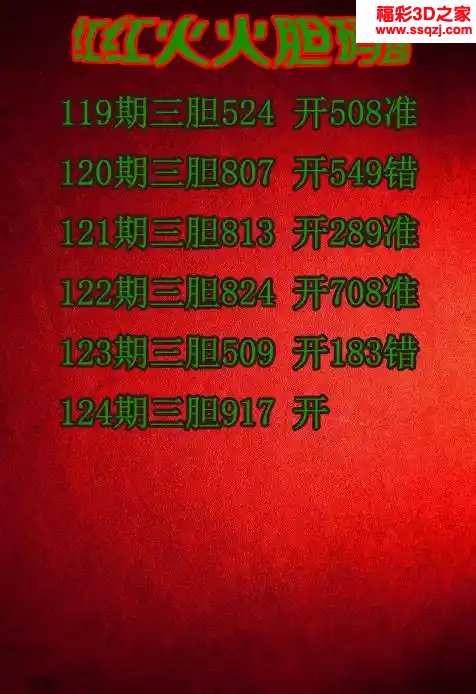 3d2024124期红红火火胆码图谜