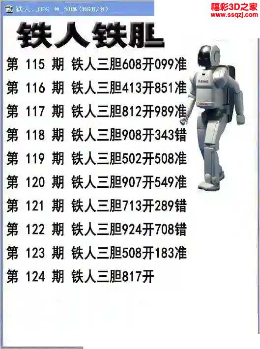 3d2024124期铁人铁胆 中8