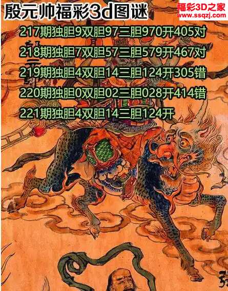 3d2024221期殷元帅胆码图
