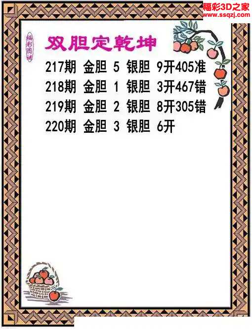 3d2024219期双胆定乾坤