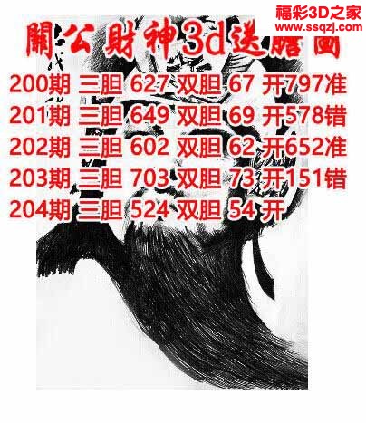 3d2022204期关公财神双胆三胆