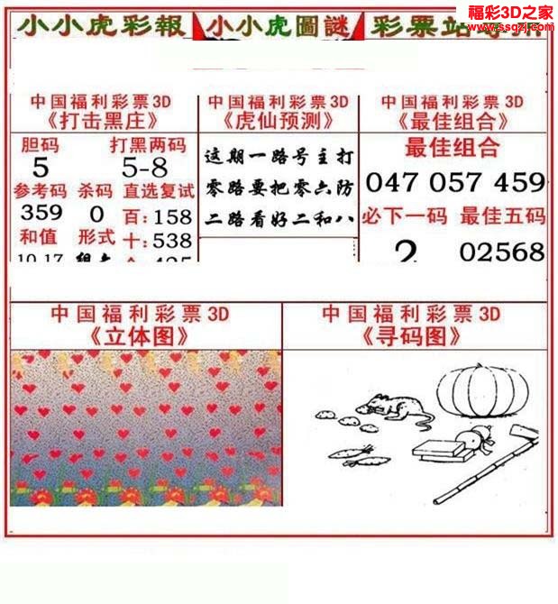 3d2022351期小小虎图谜12