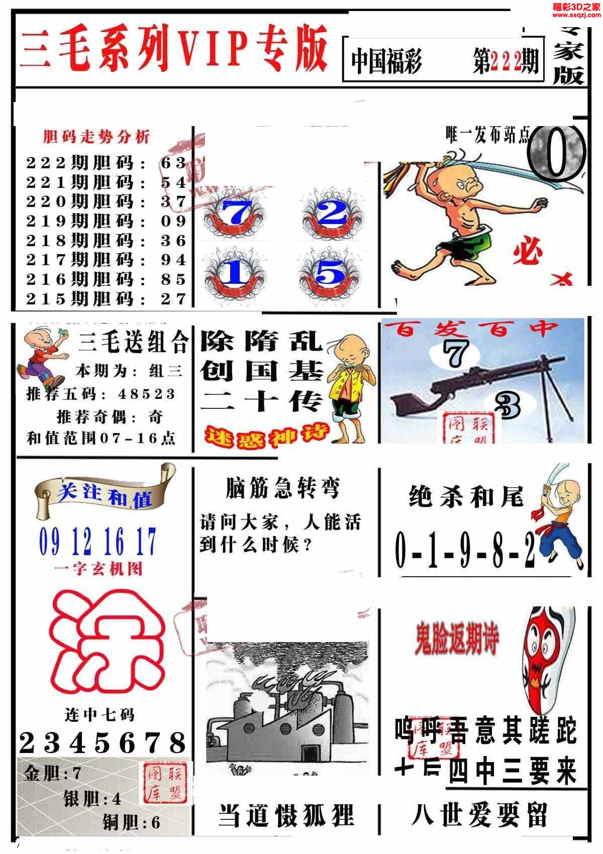 3d2022222期三毛图谜专家版