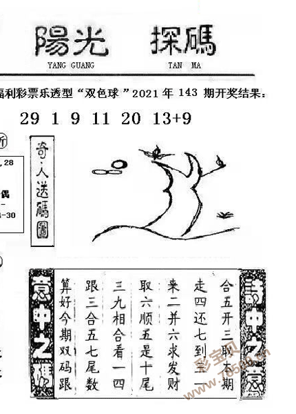 双色球2021144期阳光探码图谜