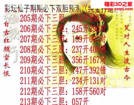 3d2022213期彩坛仙子期期必下 连中