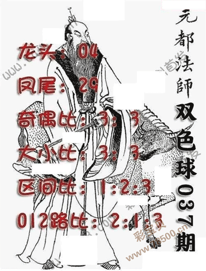 第2022037期双色球元都法师定龙头凤尾图谜