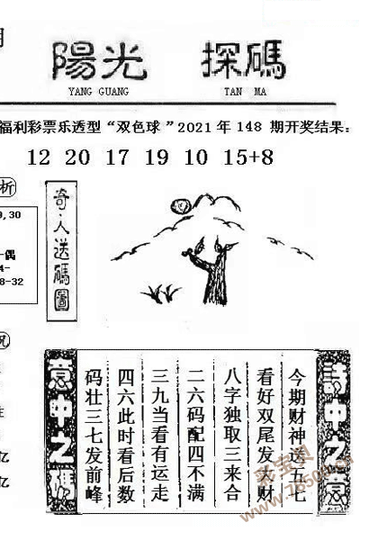 双色球2021149期阳光探码图谜