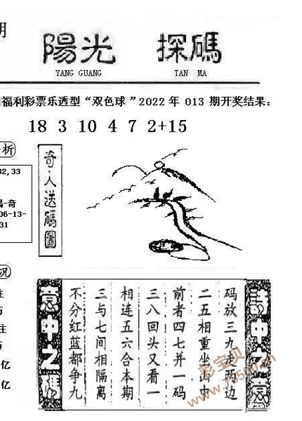 双色球2022014期阳光探码图谜