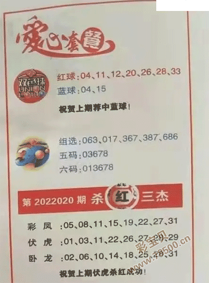 020期双色球全国联销图杀三红