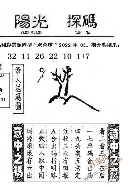 双色球2022032期阳光探码图谜