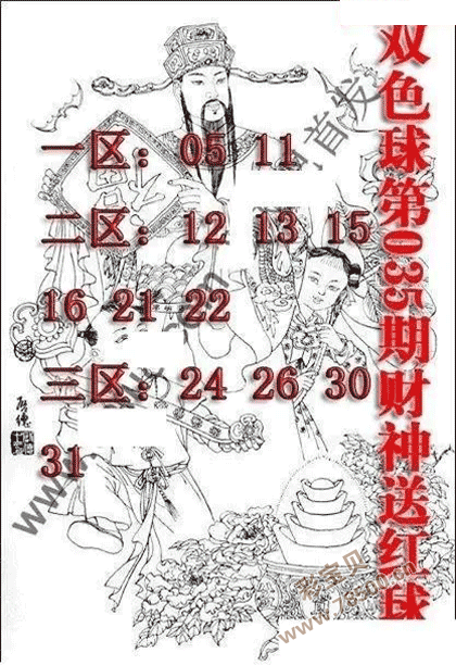 2022035期双色球财神送红球图