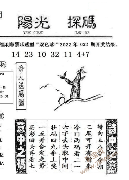 双色球2022033期阳光探码图谜