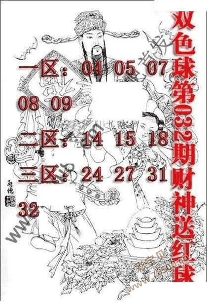 2022032期双色球财神送红球图