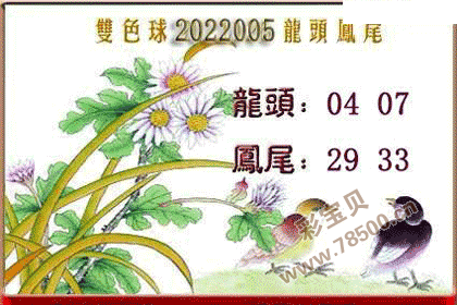 双色球2022005期龙头凤尾图谜