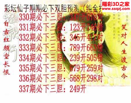 3d2022337期彩坛仙子期期必下 连中