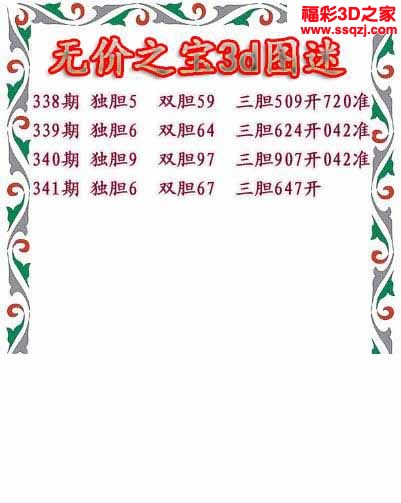3d2022341期无价之宝独胆图 3连中