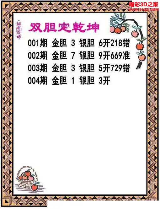3d2024004期双胆定乾坤