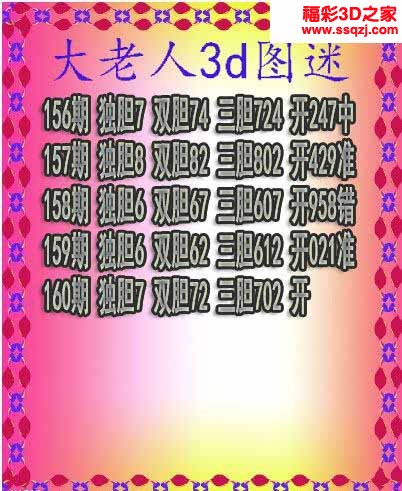 3d2022160期大老人三胆 中12