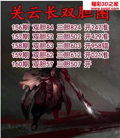 3d2022160期关云长双胆 中12