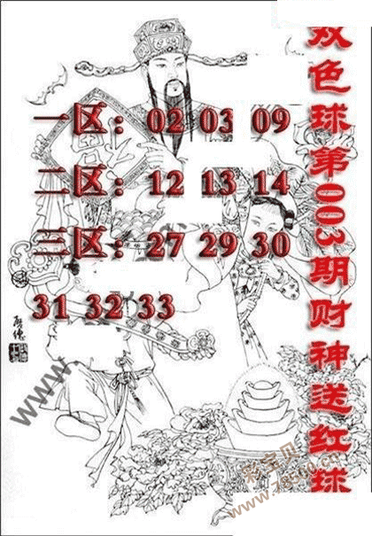 2022003期双色球财神送红球图