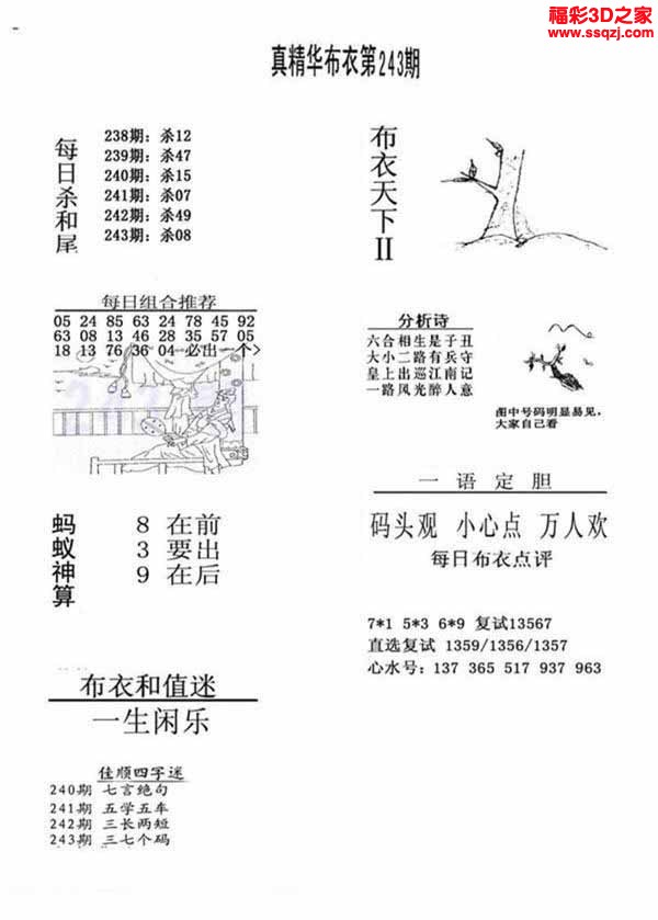 3d2022243期真精华布衣天下123456