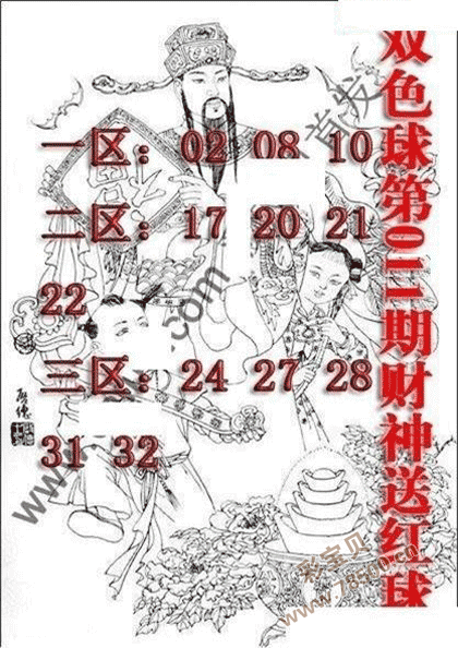 2022011期双色球财神送红球图