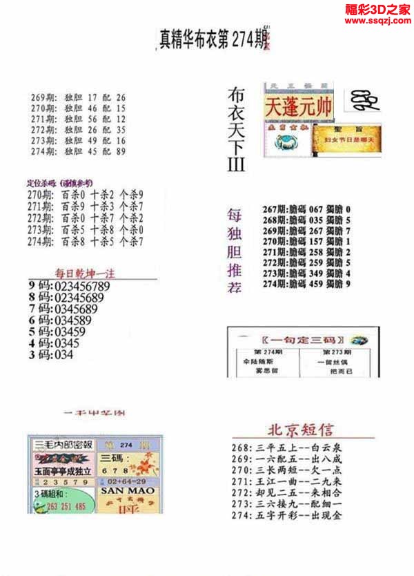 3d2022274期真精华布衣天下123456