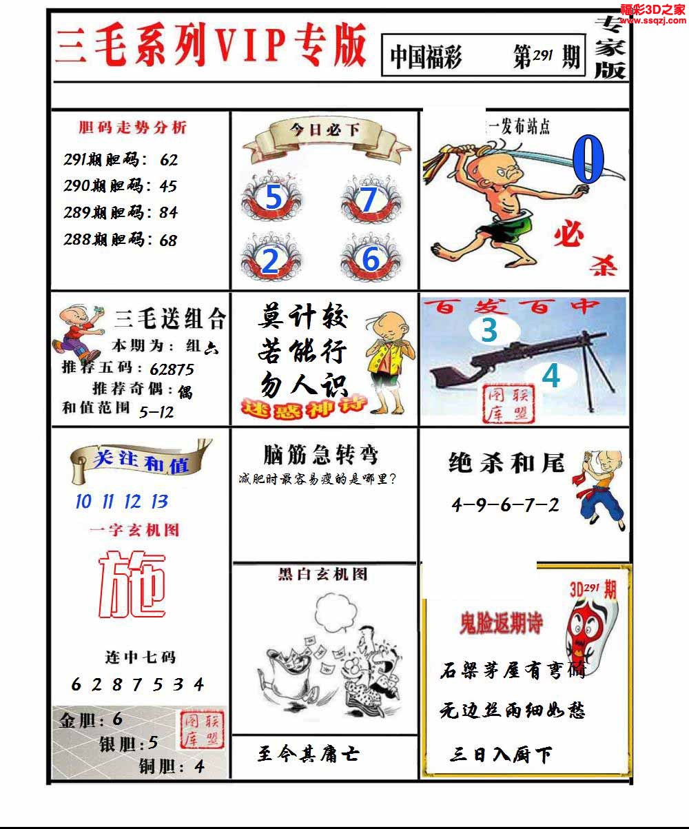 3d2022291期三毛图谜专家版