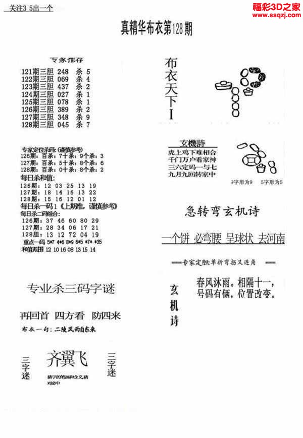 3d2022128期真精华布衣天下123456