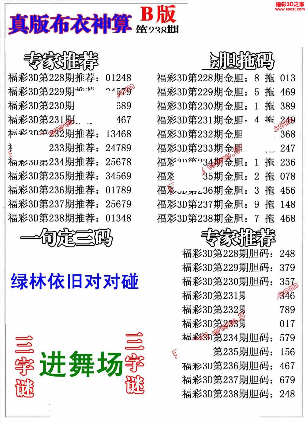 3d2022238期布衣神算AB版