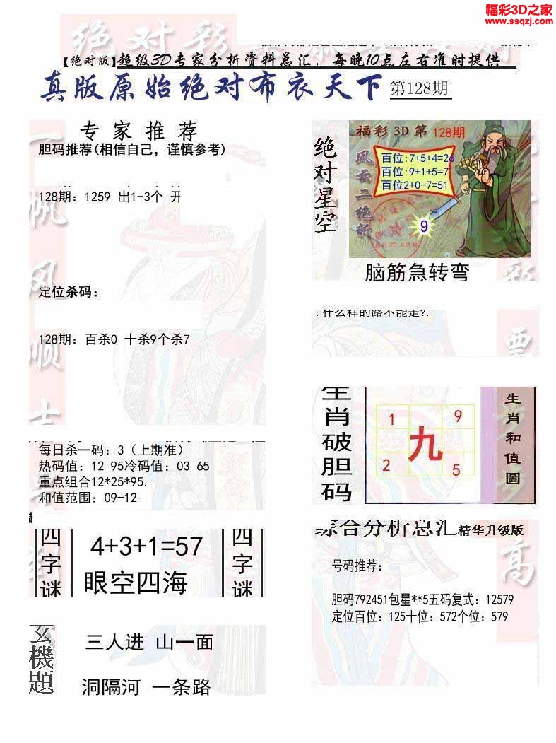 3d2022128期原始绝对布衣1234