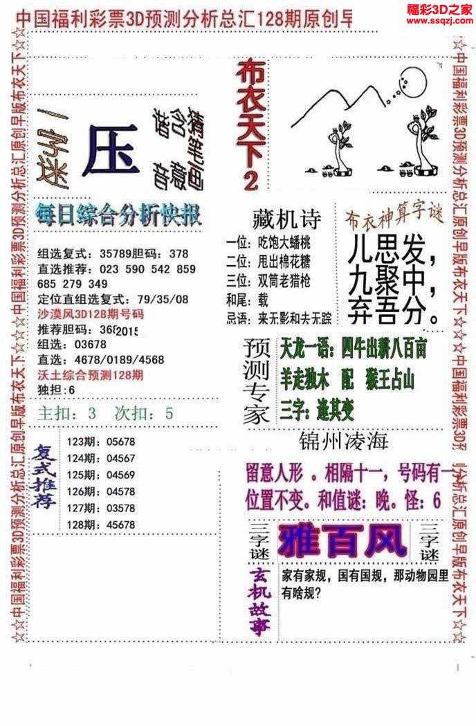 3d2022128期布衣神算AB版