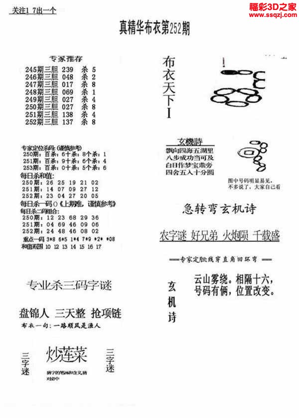 3d2022252期真精华布衣天下123456