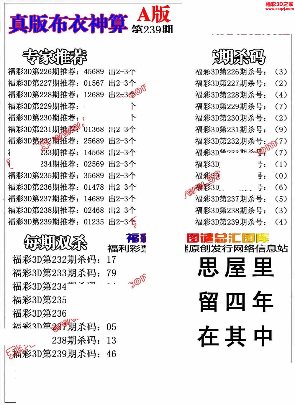 3d2022239期布衣神算AB版