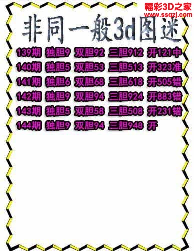 3d2022144期非同一般独胆独胆